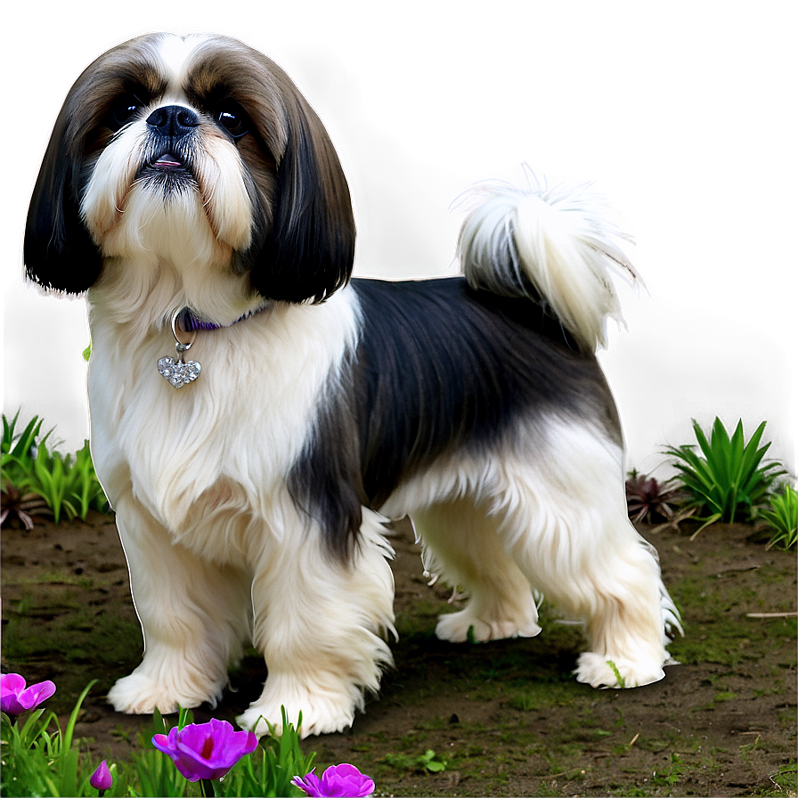 Shih Tzu In Flower Garden Png Fpd85 PNG