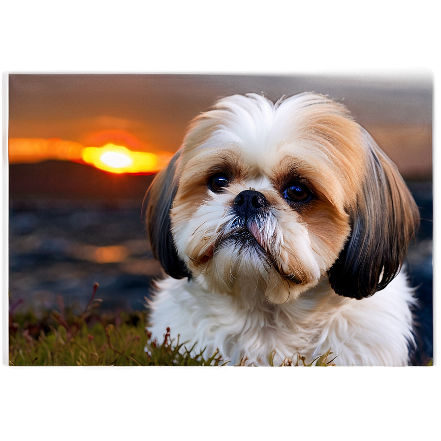 Shih Tzu Watching Sunset Png 06242024 PNG