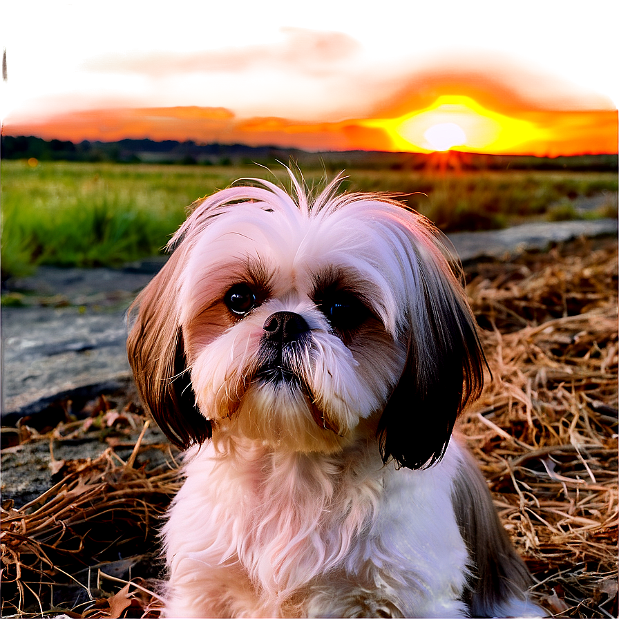 Shih Tzu Watching Sunset Png Clw96 PNG