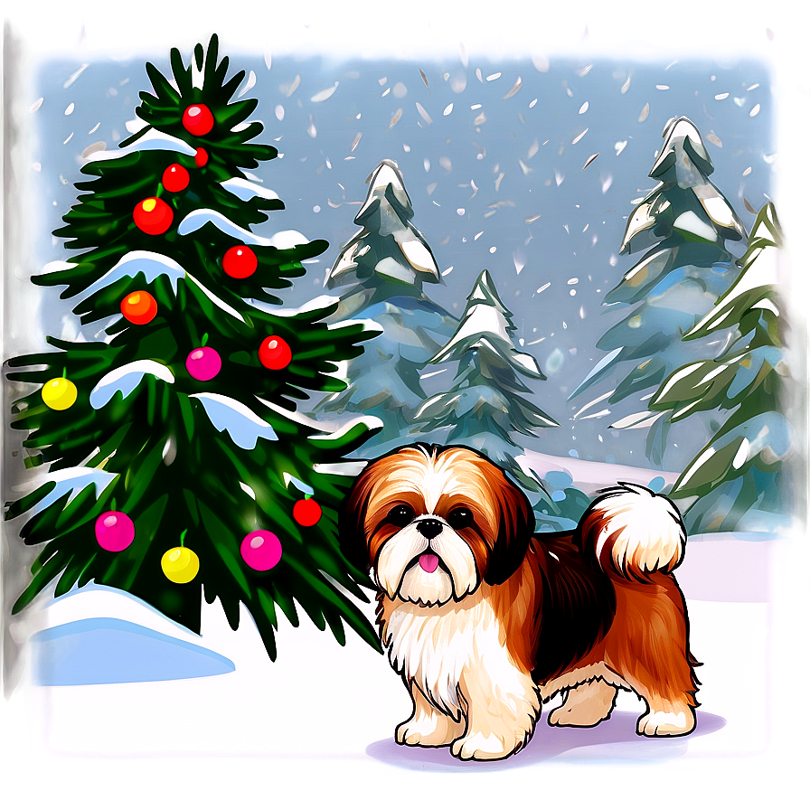 Shih Tzu Winter Wonderland Png 14 PNG