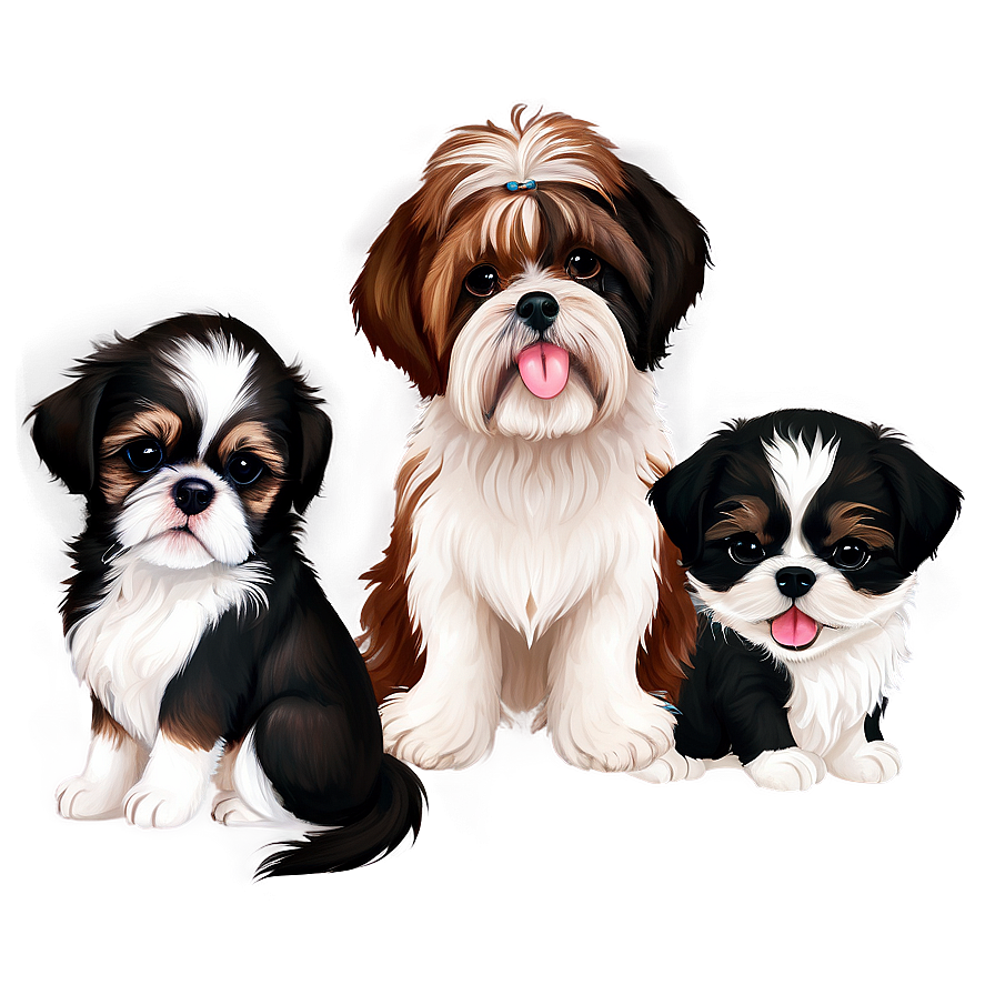 Shih Tzu With Puppies Png 06242024 PNG