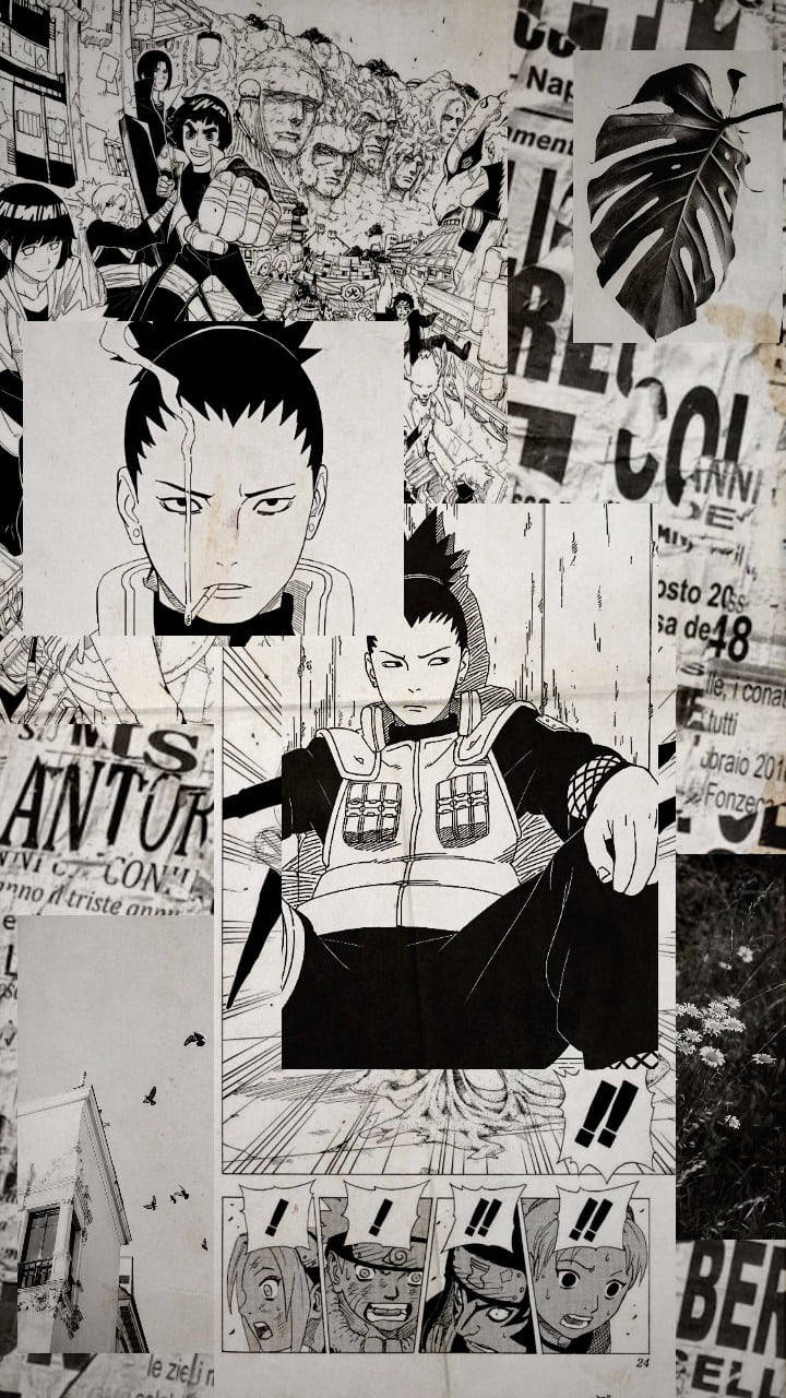 Shikamaru Naruto Anime Sort og Hvid iPhone Tapet Wallpaper