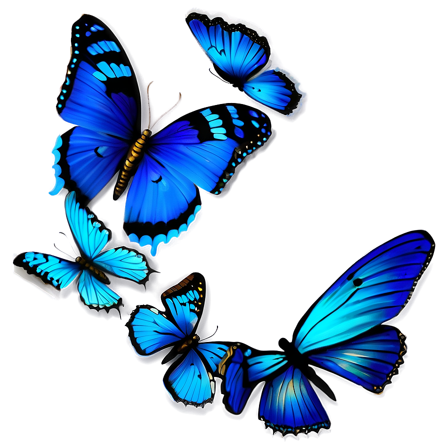 Shimmering Blue Butterflies Png 06132024 PNG