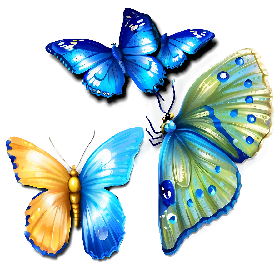 Shimmering Blue Butterflies Png Smy PNG