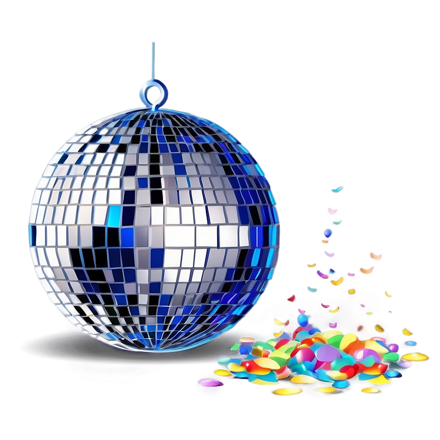 Shimmering Disco Ball With Confetti.png PNG