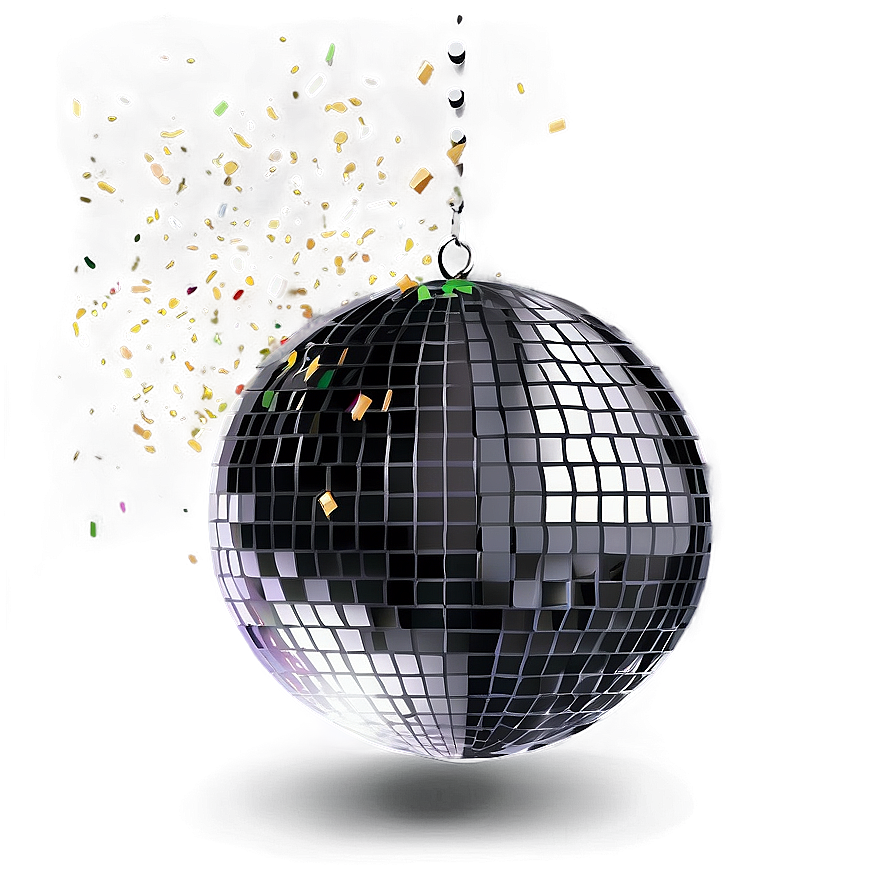 Shimmering Disco Ballwith Confetti PNG