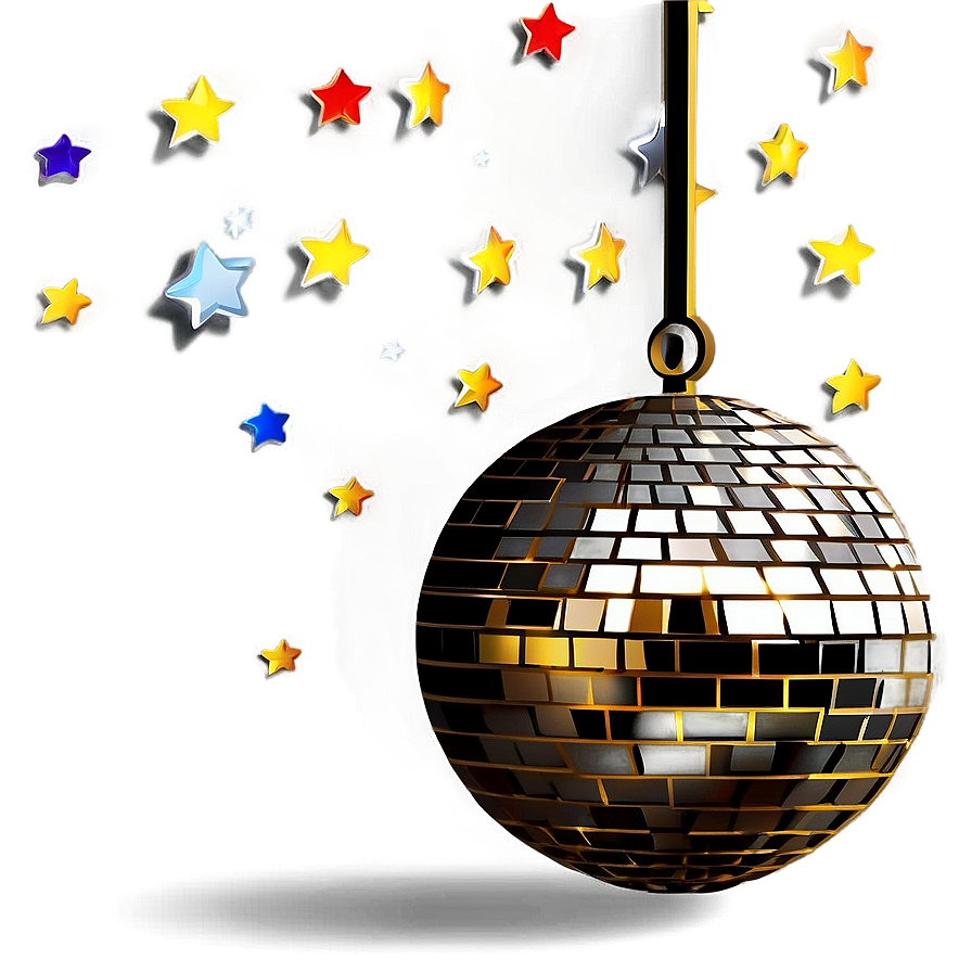 Shimmering Disco Ballwith Stars PNG
