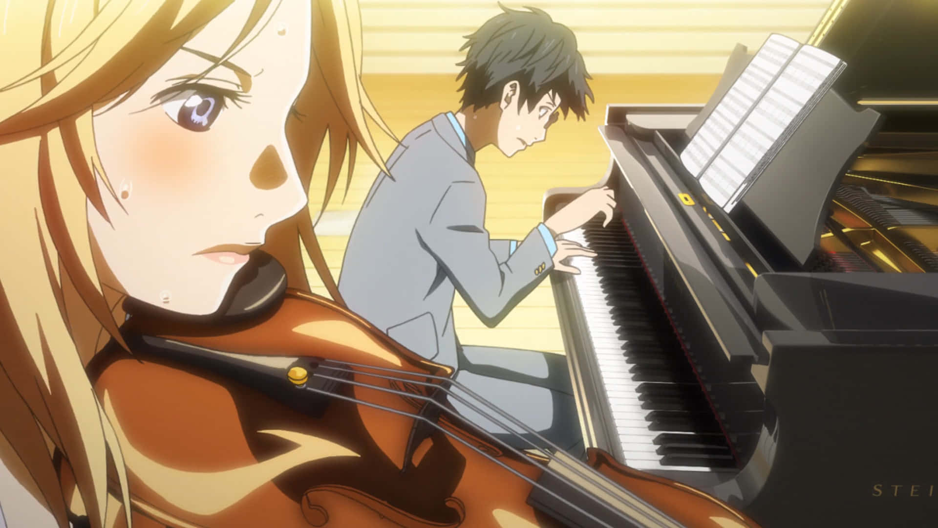 Shimmering Notes - Your Lie In April Piano Scene Wallpaper
