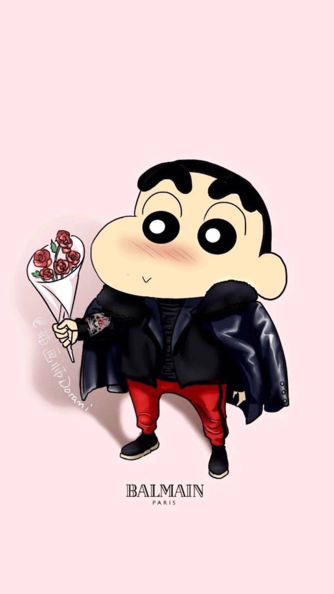 Shin Chan With Flowers Picture