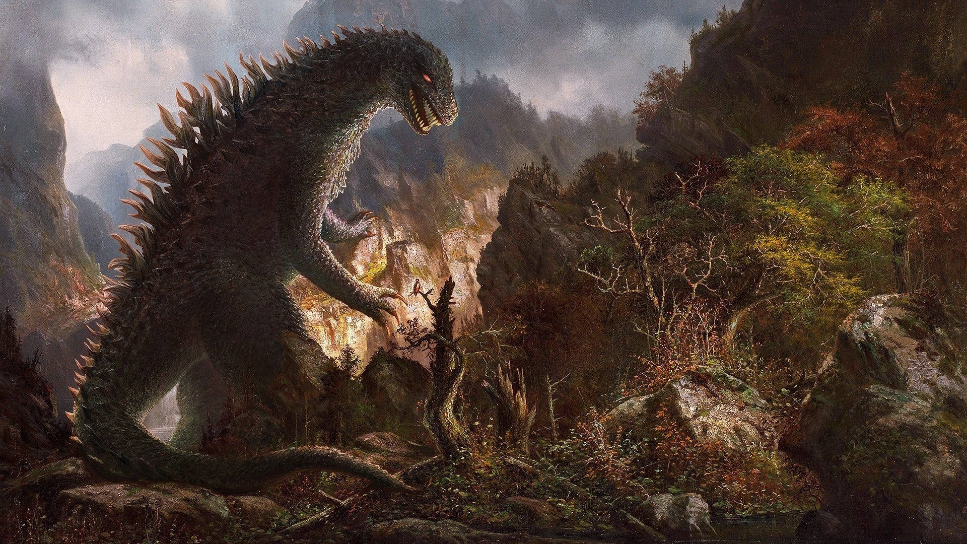 Skinnende Godzilla Wallpaper
