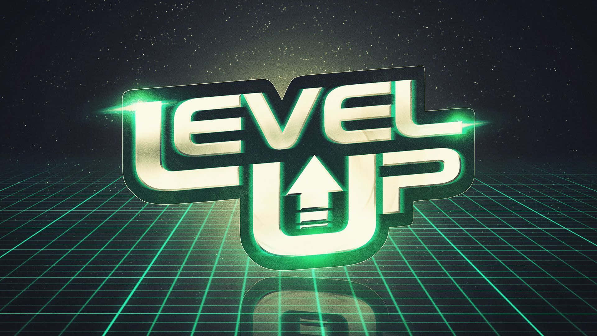 Shining Level Up Text Wallpaper