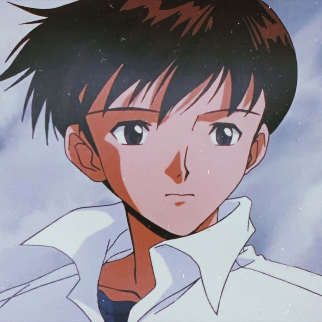 Shinji Ikari Contemplating in His Iconic Outfit Wallpaper