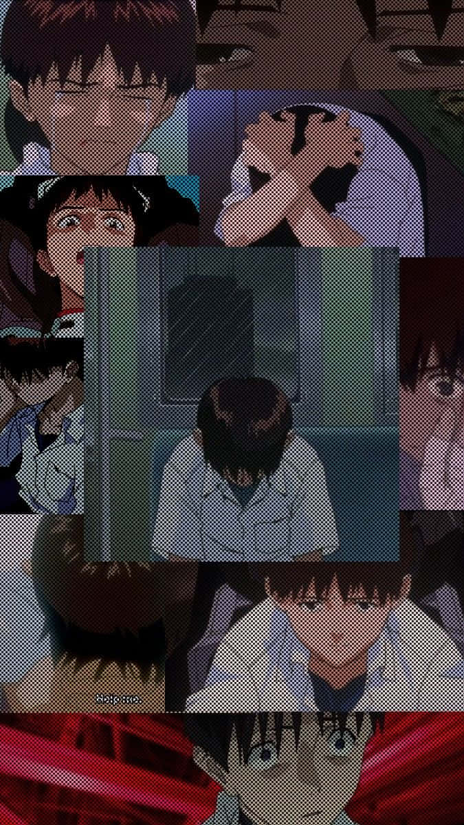 Shinji Ikari staring intently in his NERV-plugsuit Wallpaper