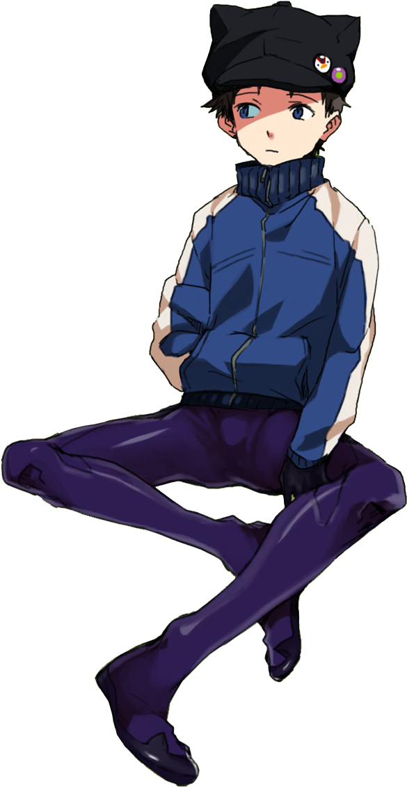 Shinji Ikari Evangelion Casual Pose PNG