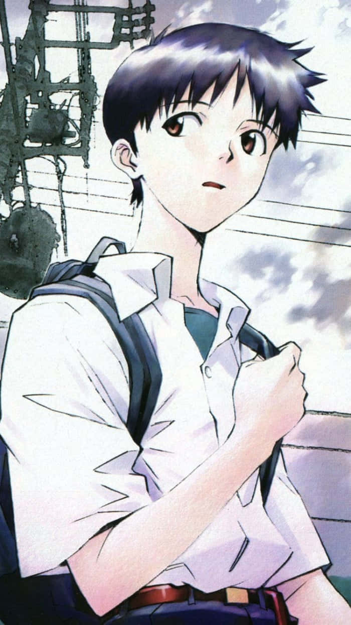 Shinji Ikari In A Stylized Anime Portrait Wallpaper
