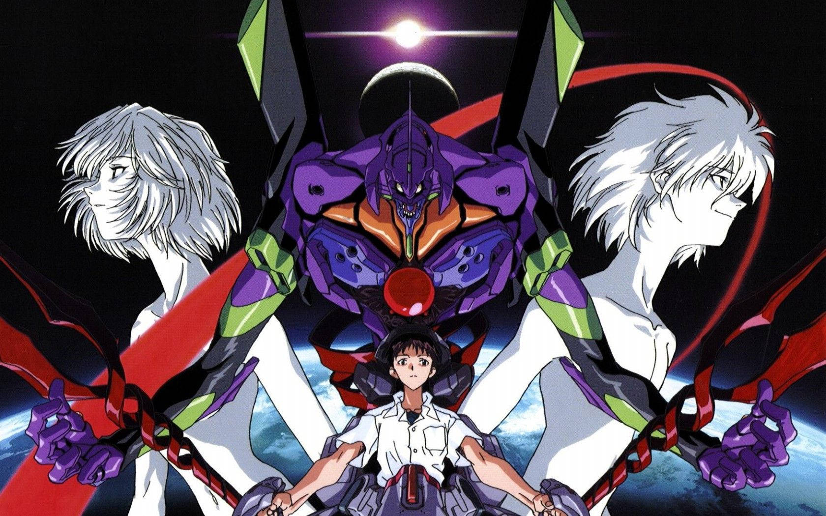 Shinji Ikari styrer Unit-01 i Neon Genesis Evangelion Wallpaper