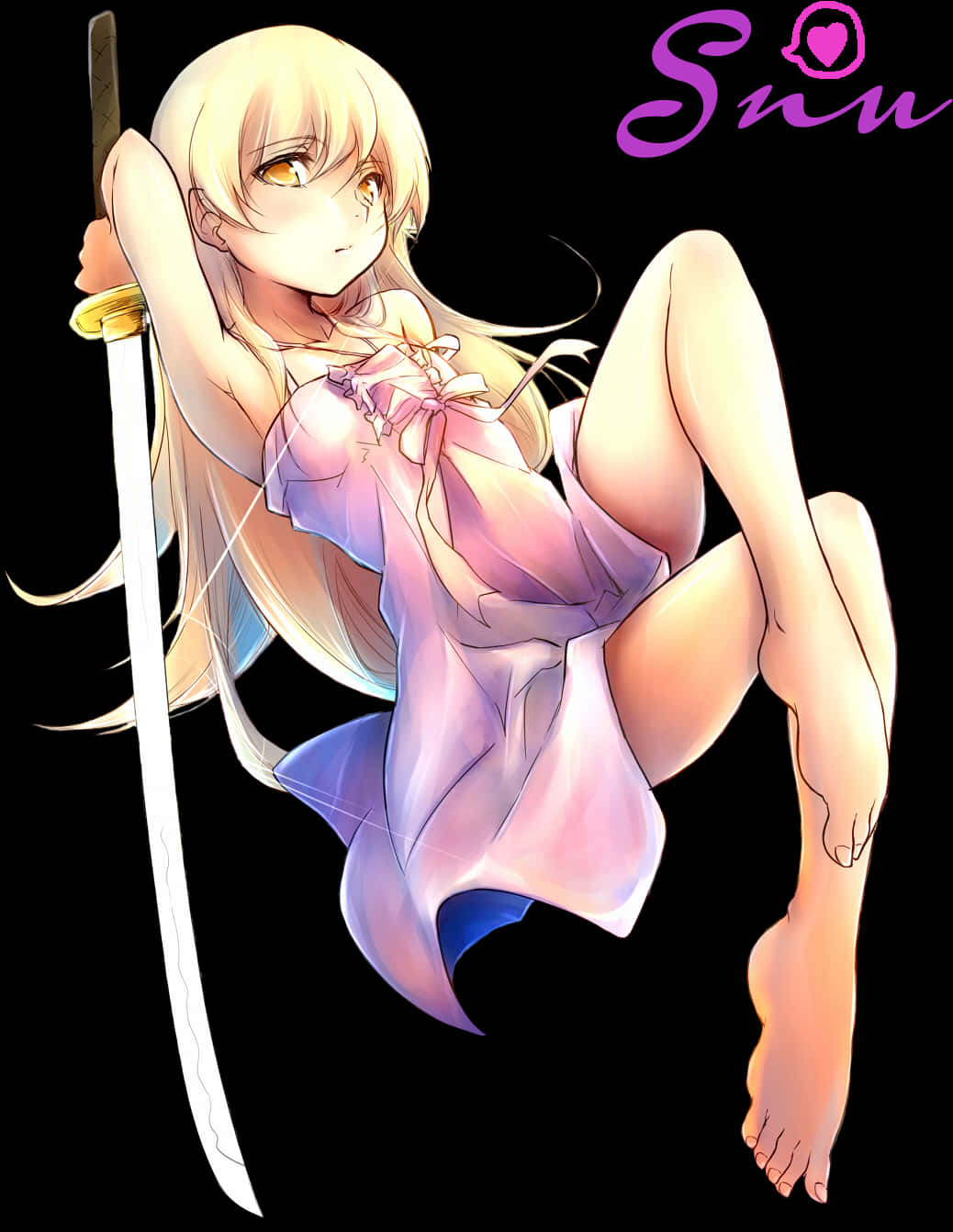 Shinobu Anime Characterwith Sword PNG