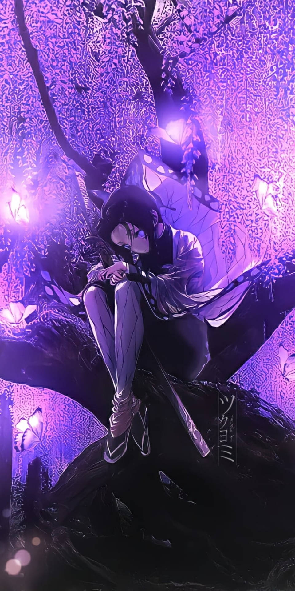 Shinobu Kocho And Purple Tree Wallpaper