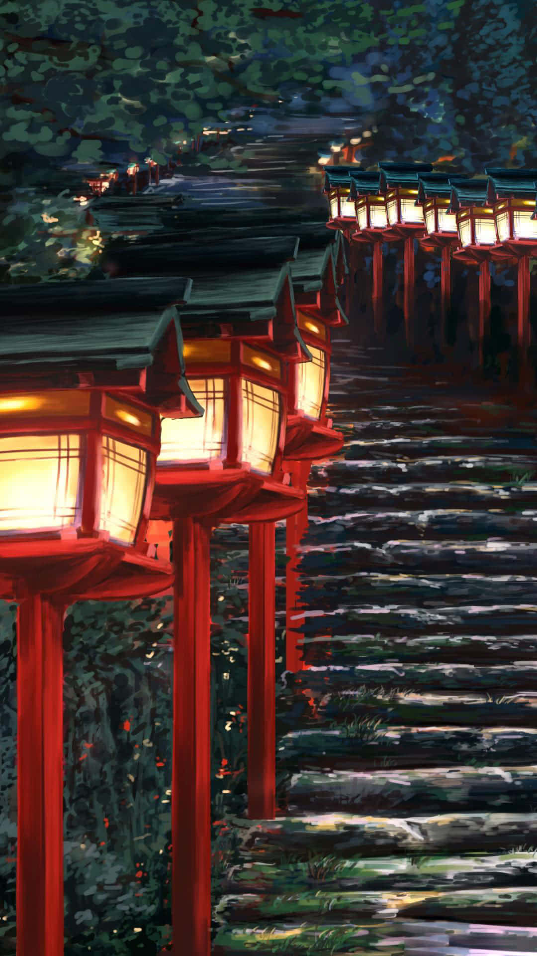 Sorprendentesantuario Shinto En Sereno Bosque Japonés. Fondo de pantalla