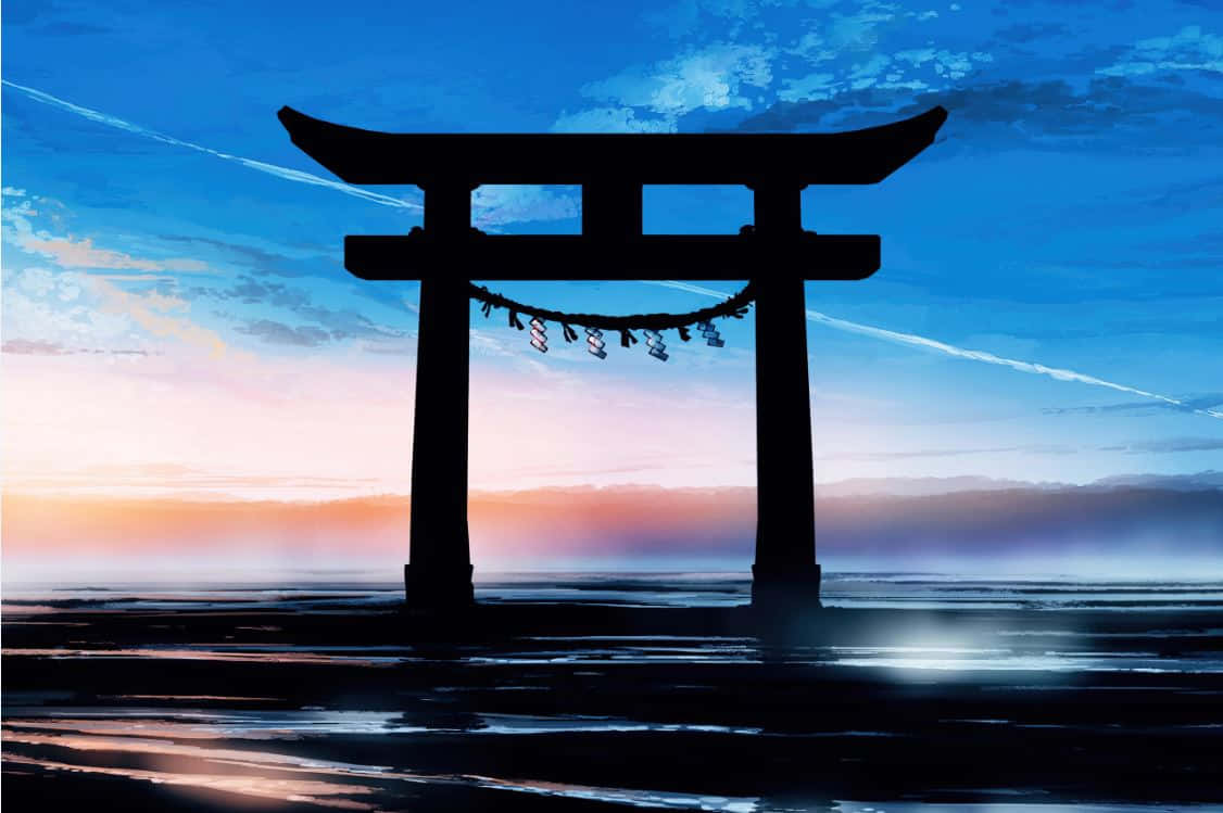 Elegantepuerta Torii En Un Sereno Santuario Shinto Fondo de pantalla
