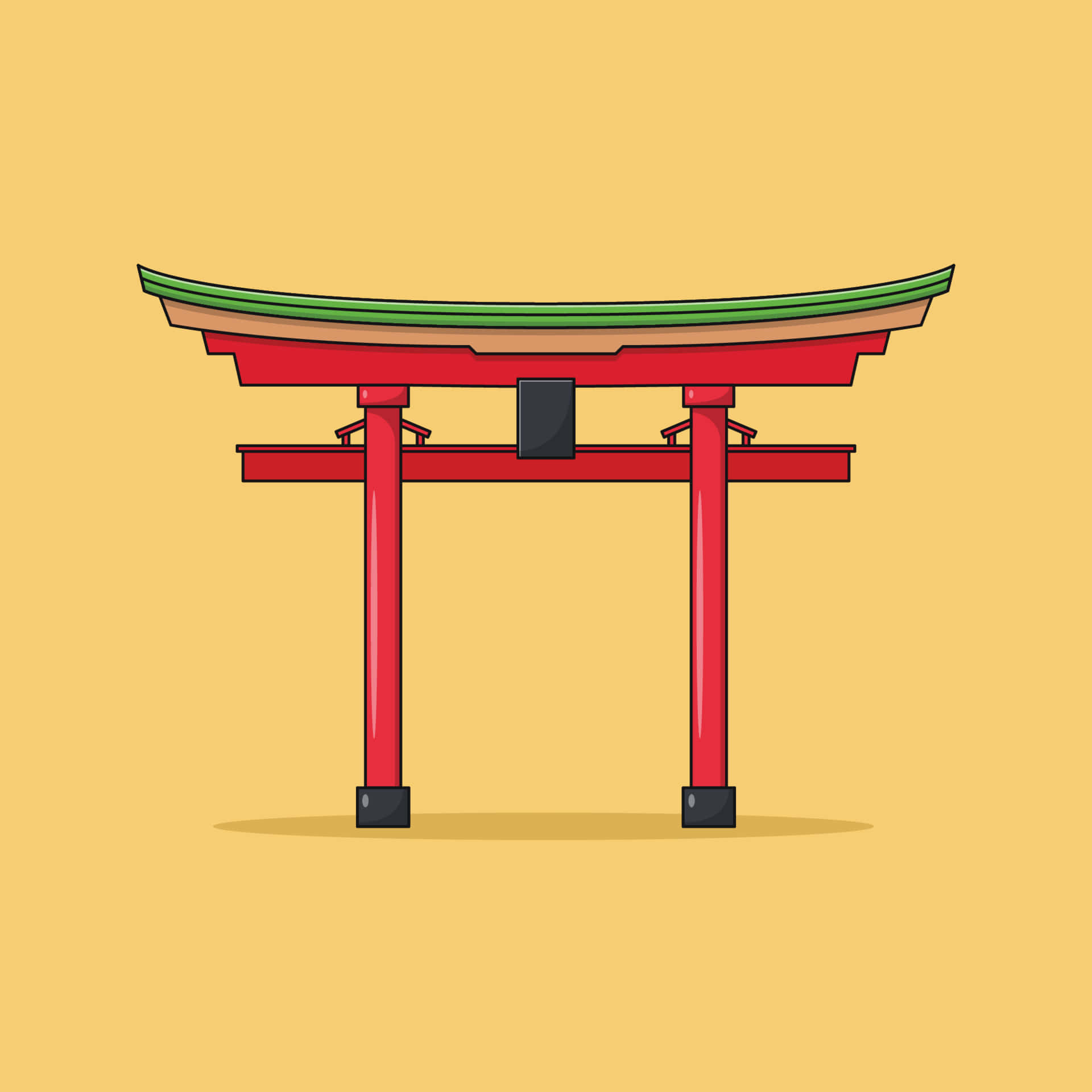 A beautiful traditional Shinto shrine surrounded by a peaceful, lush green forest. Wallpaper