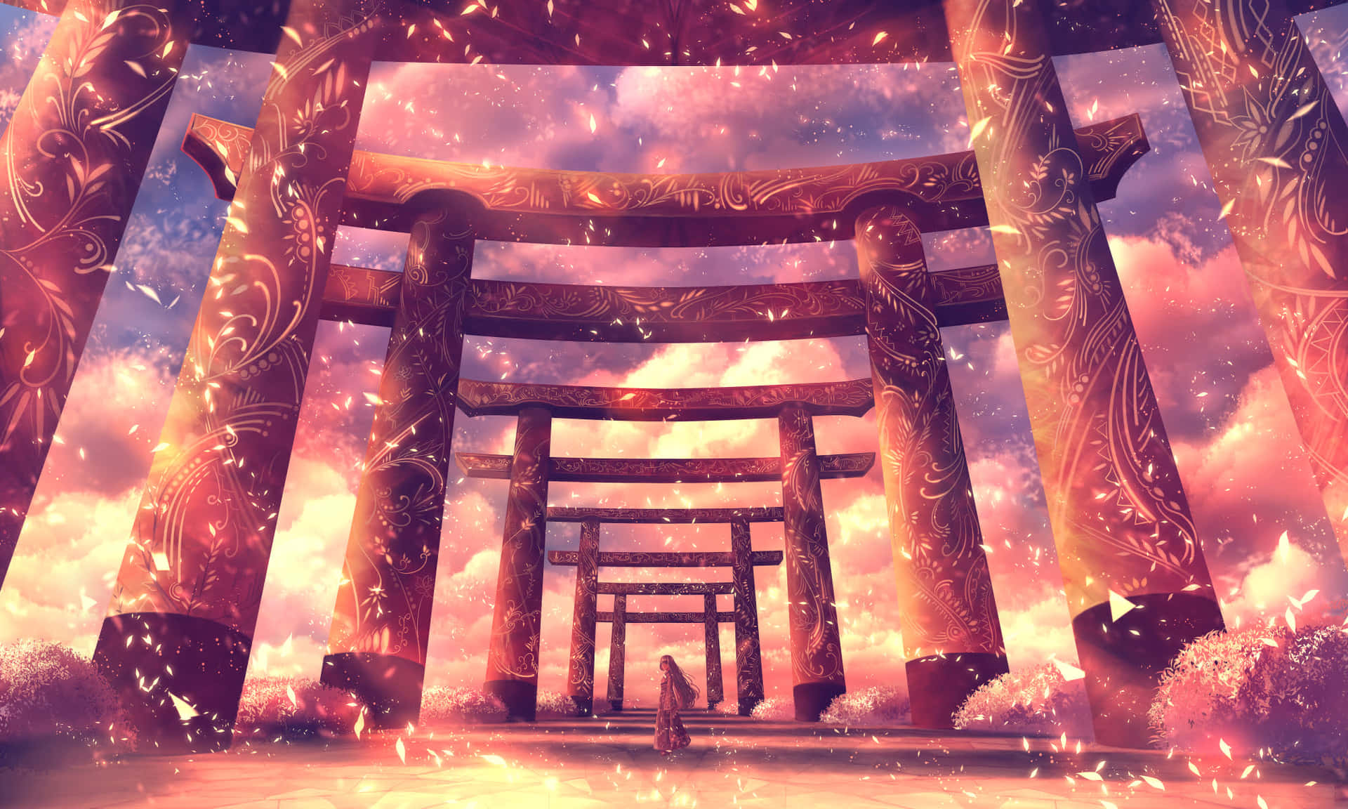 Torii Gate at a Serene Shinto Shrine Wallpaper