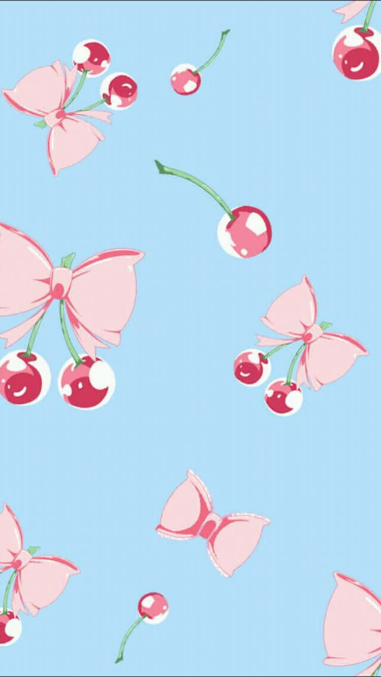 Skinne Og Søde Pink Kirsebær Motiv Trykke Wallpaper