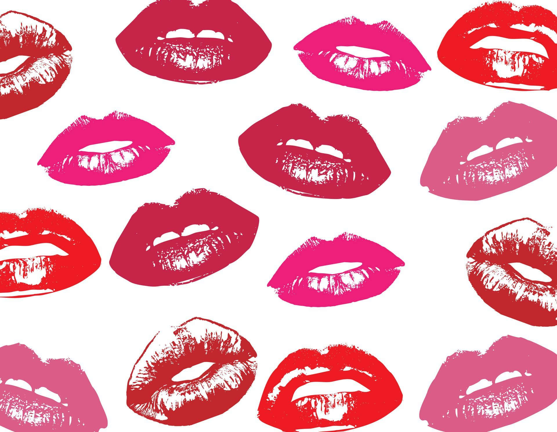 A Pattern Of Lips With Red And Pink Colors