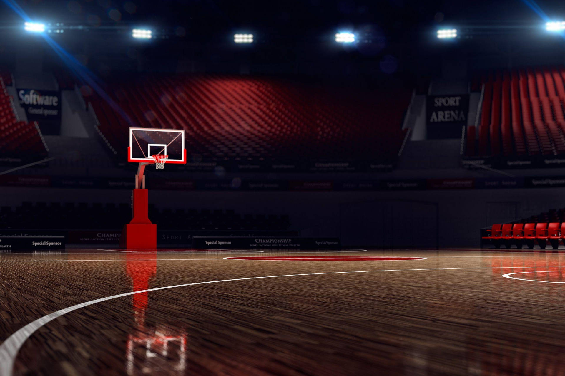 Shiny Basketball Court Studio Wallpaper