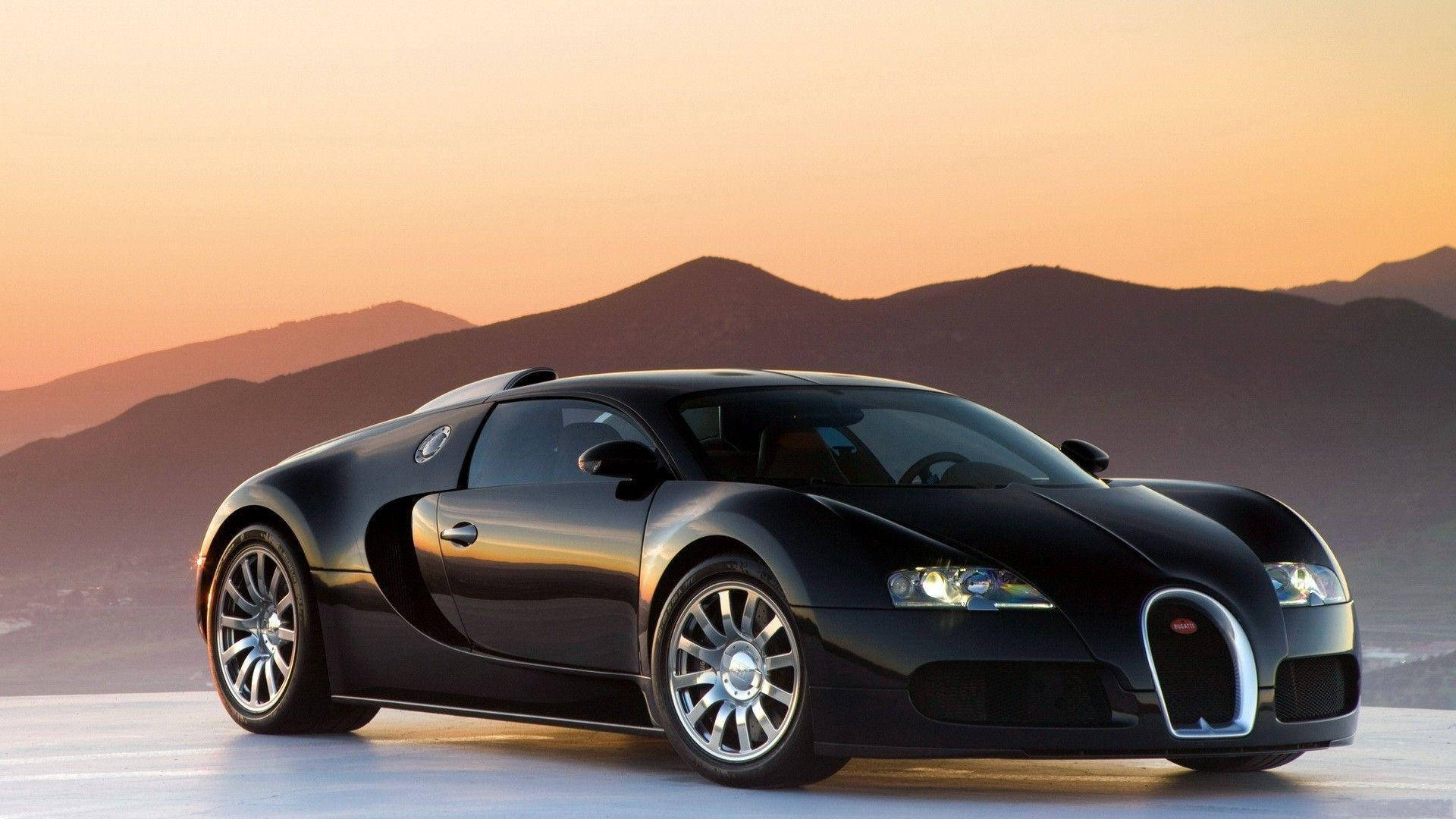 Shiny Black Bugatti Veyron Wallpaper