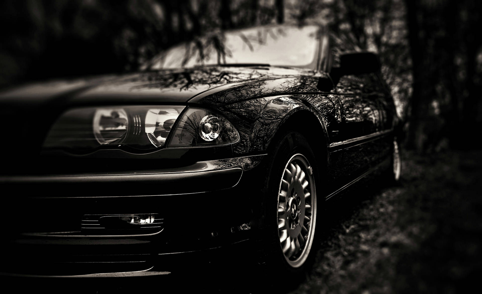Shiny Black Car Close-up Wallpaper