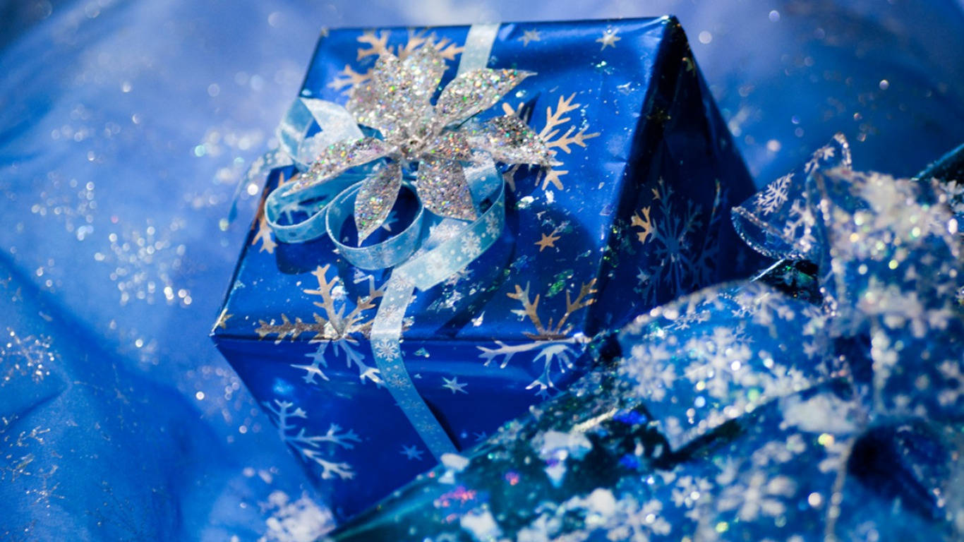 Shiny Blue Christmas Present