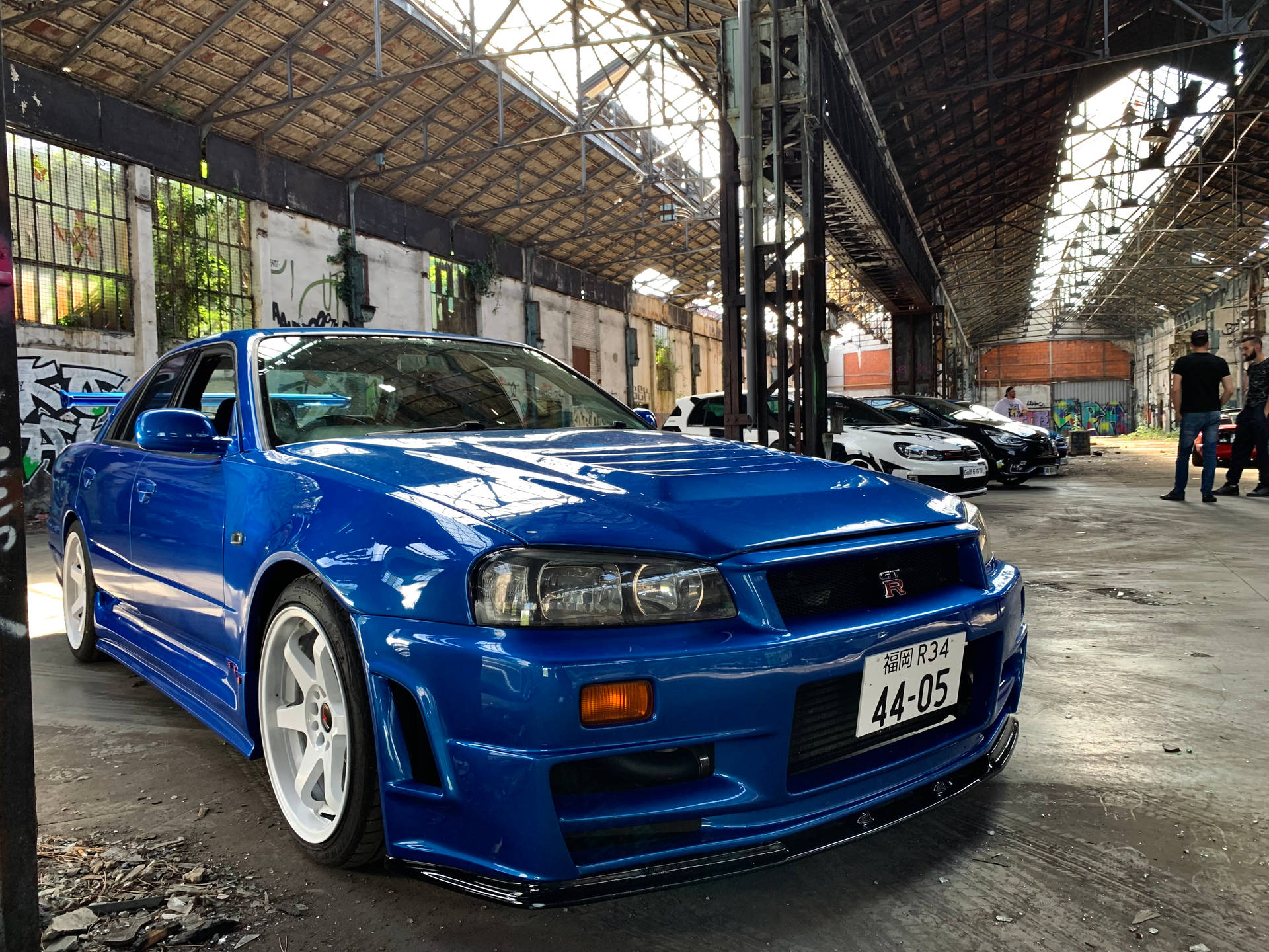 Shiny Blue Nissan Skyline Gtr R34 Wallpaper