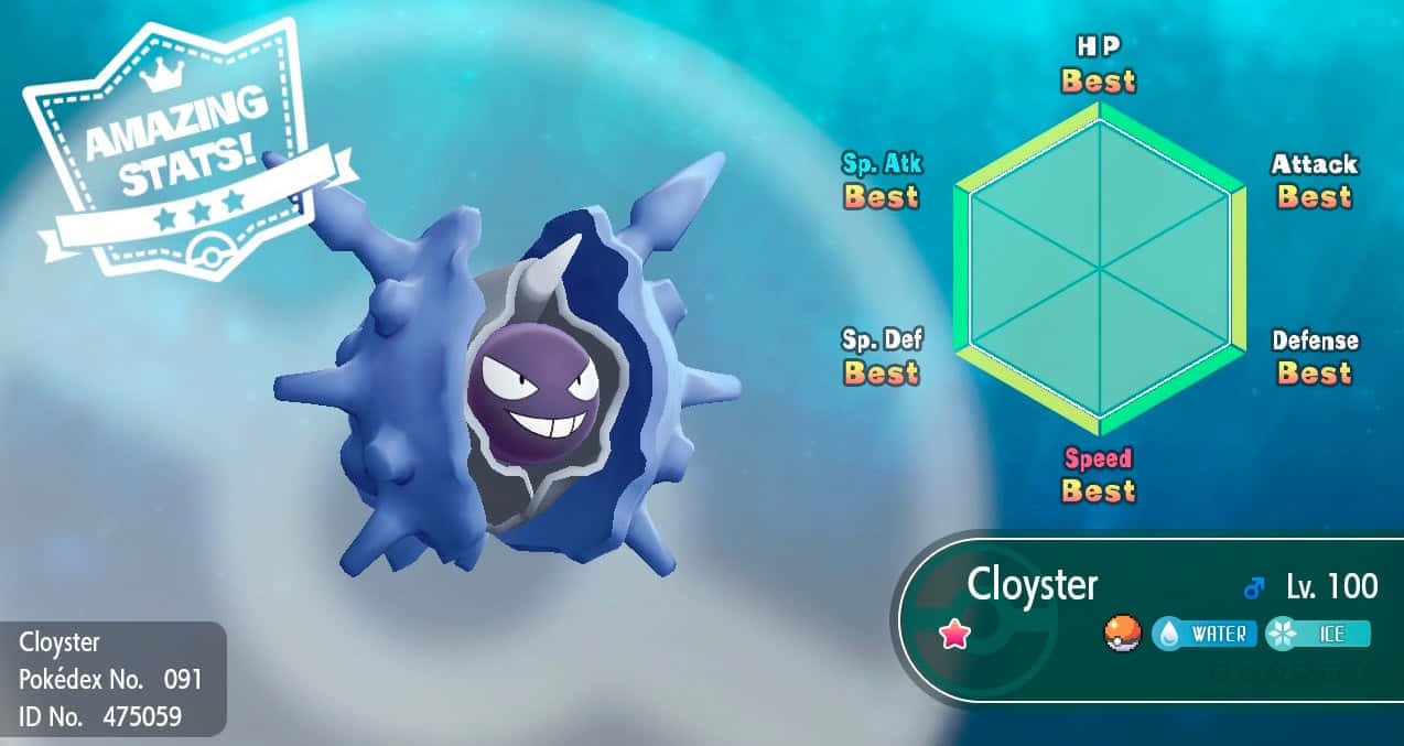Caption: Shiny Cloyster - A Powerful Water/Ice-Type Pokémon Wallpaper