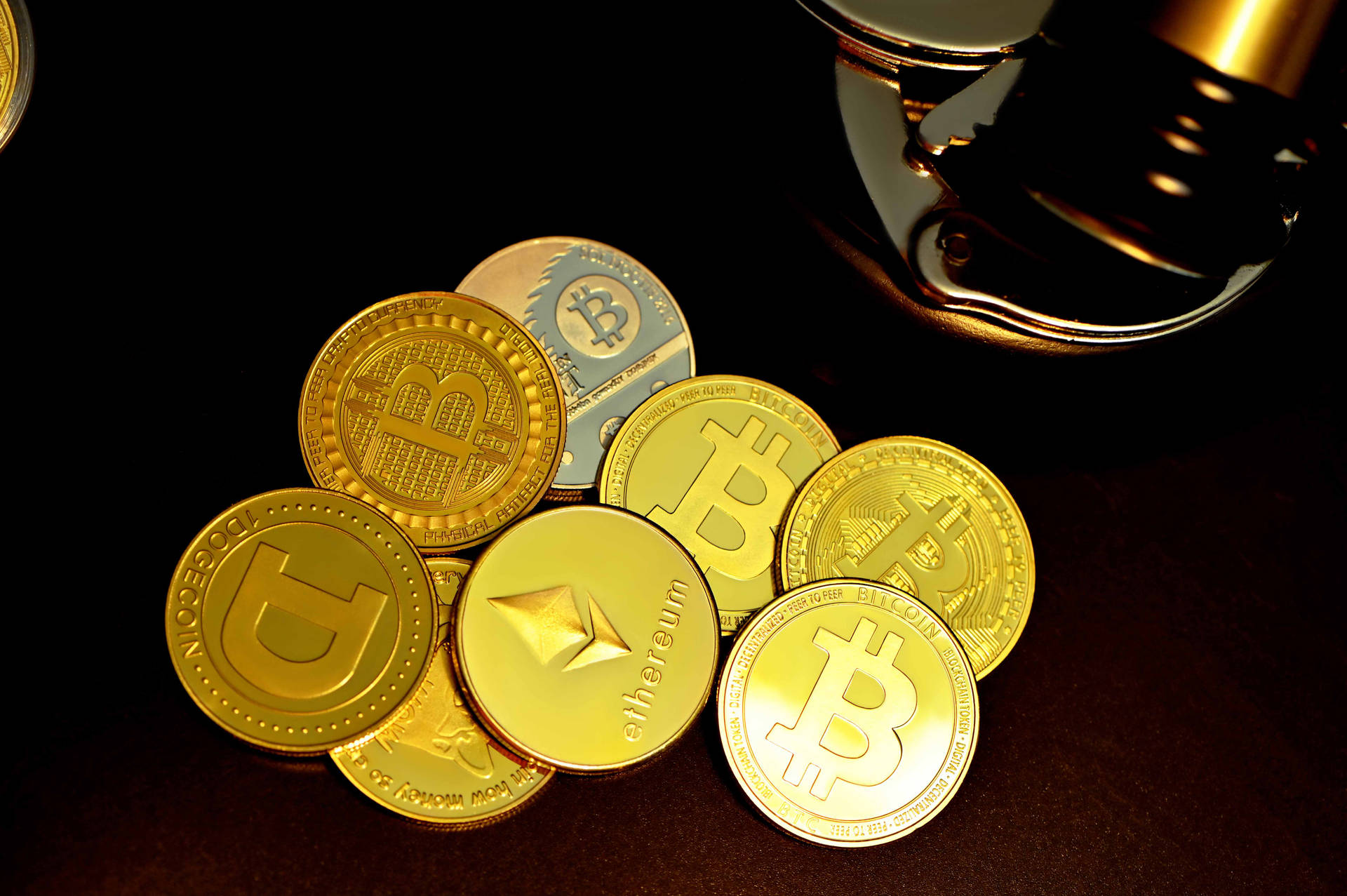Shiny Cryptocurrency Coins Background