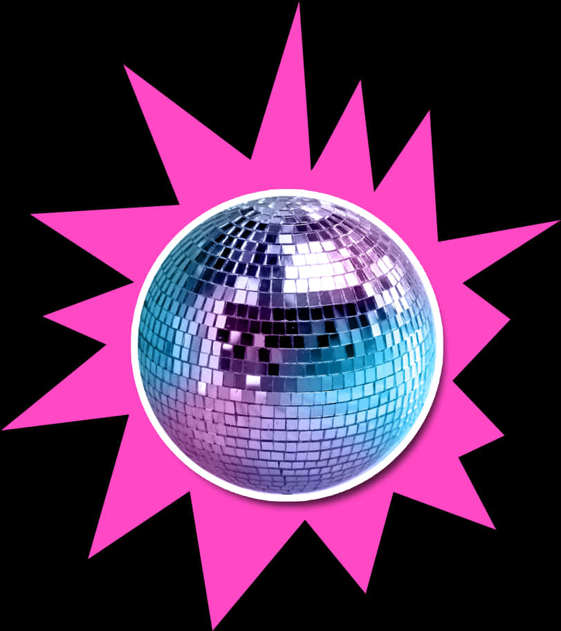 Shiny Disco Ball Pink Starburst Background PNG