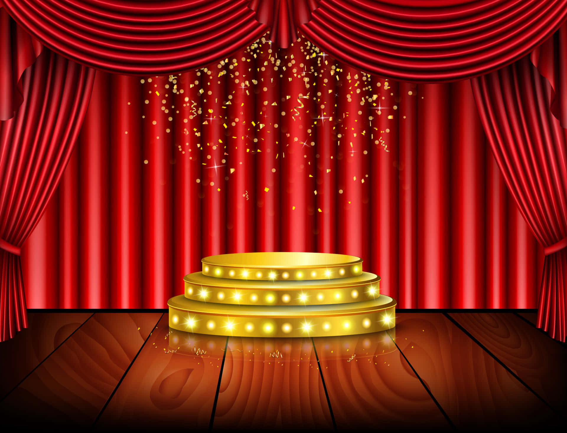 Shiny Empty Stage With Gold Platform Illustration Picture