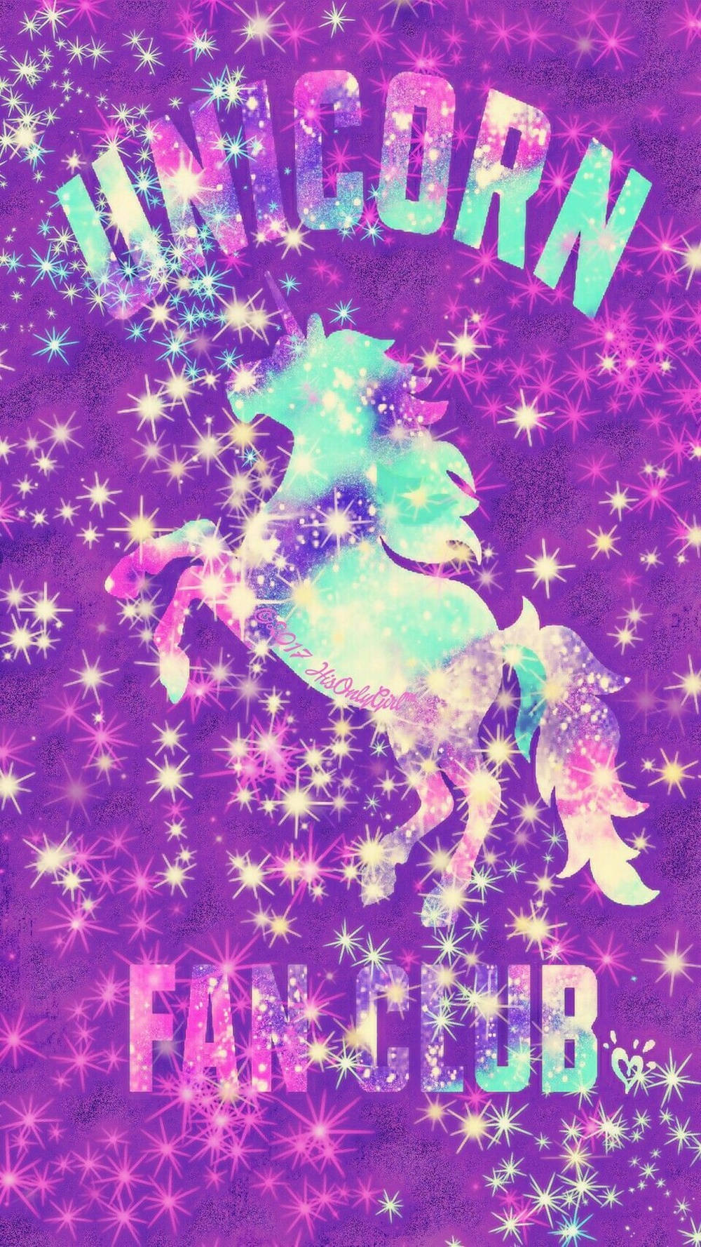 Shiny Galaxy Unicorn Fan Club Illustration Background