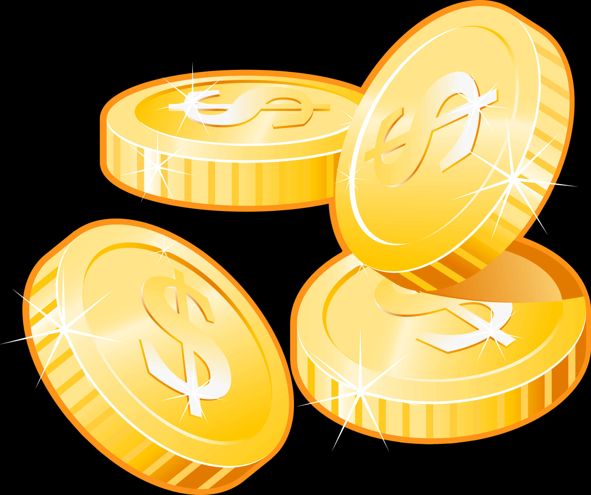 Shiny Gold Coins Illustration PNG