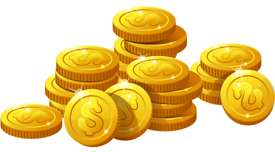 Shiny Gold Coins Stacked PNG