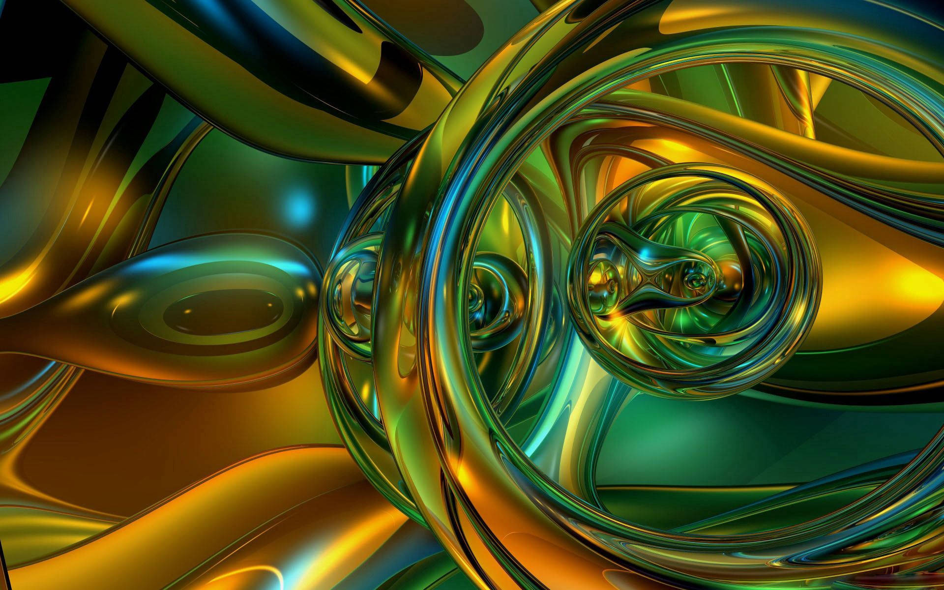 Shiny Gold and Green Abstraction Wallpaper