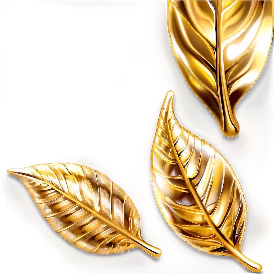 Shiny Gold Leaves Decoration Png Ujo PNG
