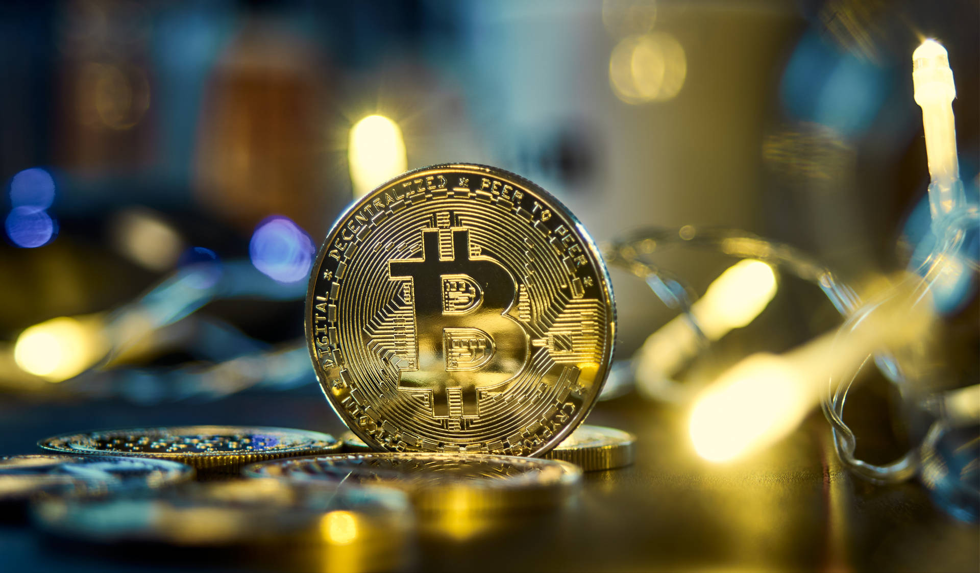Shiny Golden Bitcoin Background
