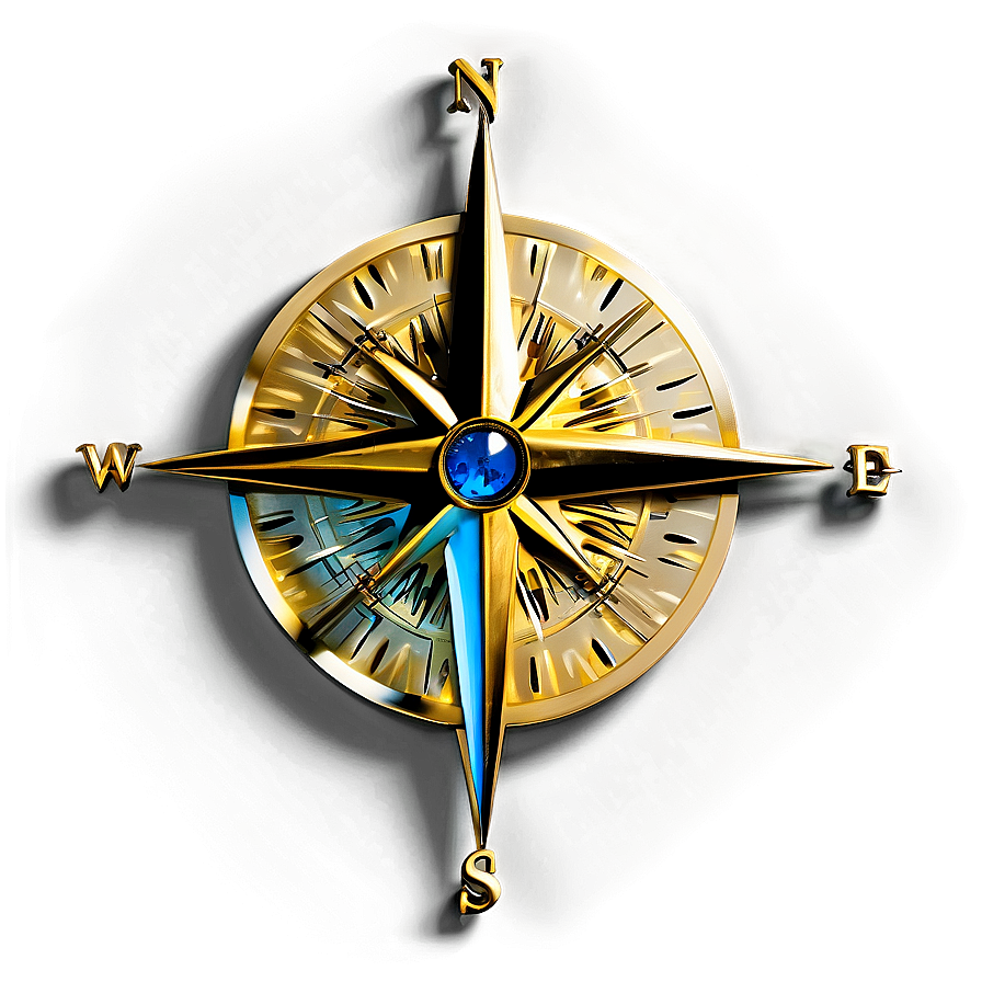 Shiny Golden Compass Png 05042024 PNG