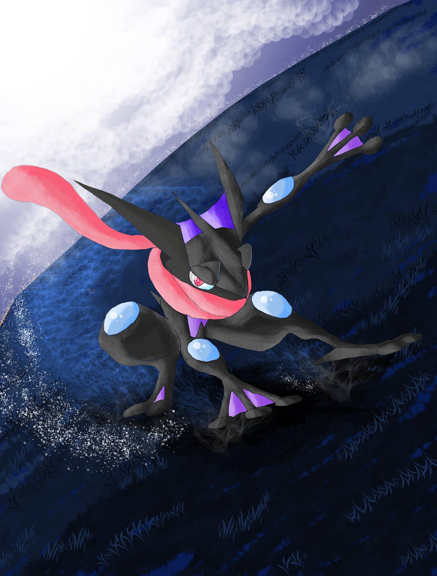 Shiny Greninja, a ninja Pokémon Wallpaper