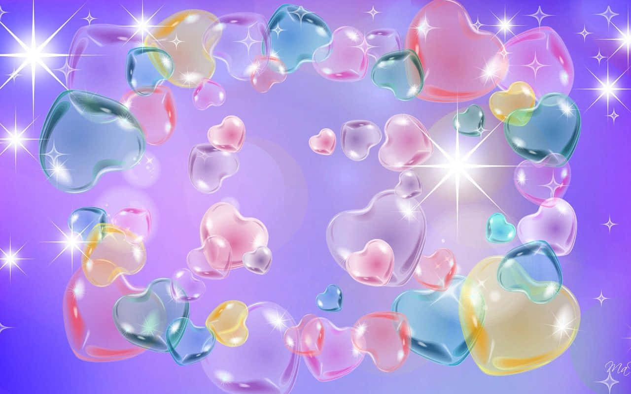 Shiny_ Heart_ Bubbles_ Background Wallpaper