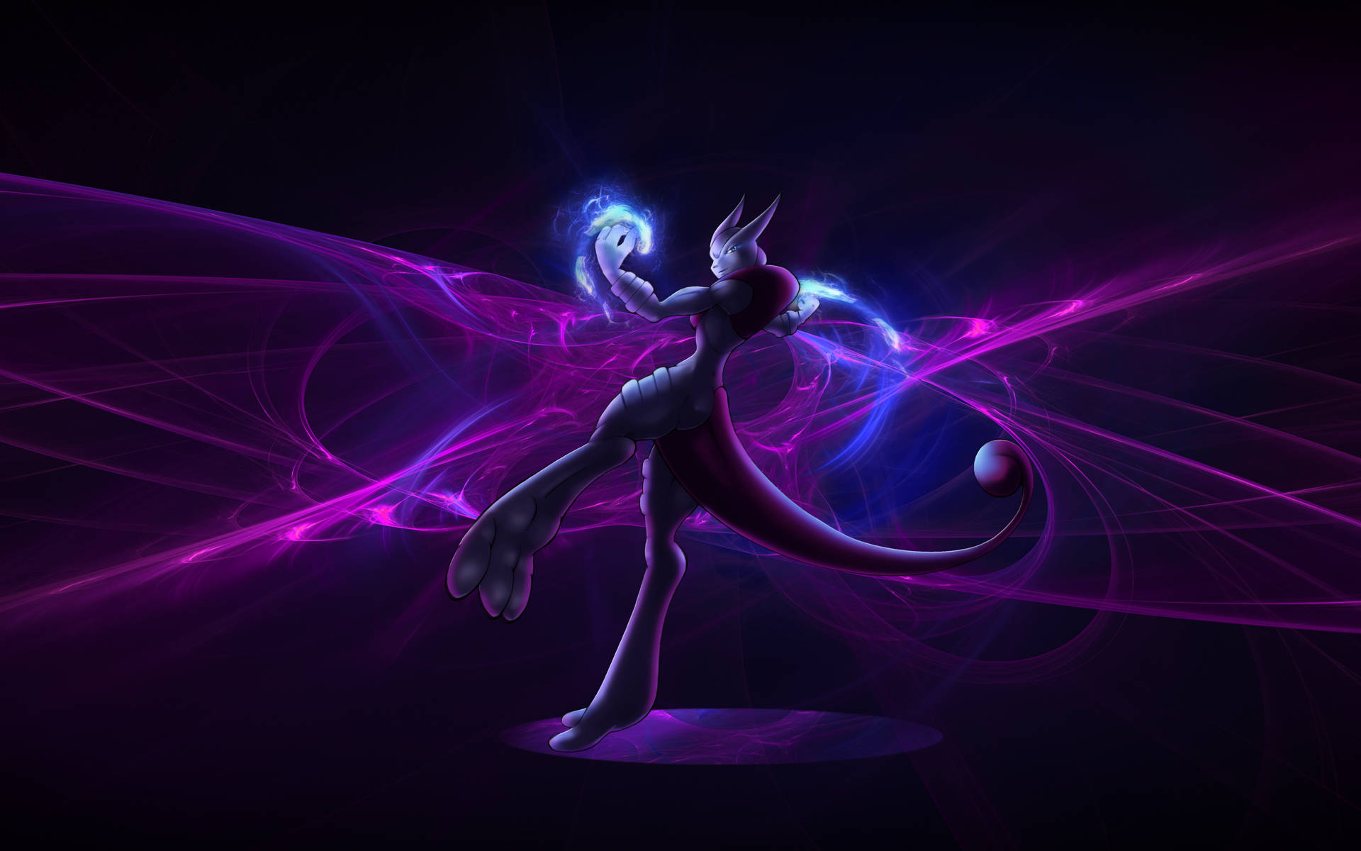 Shiny Mewtwo Glowing Hands Wallpaper
