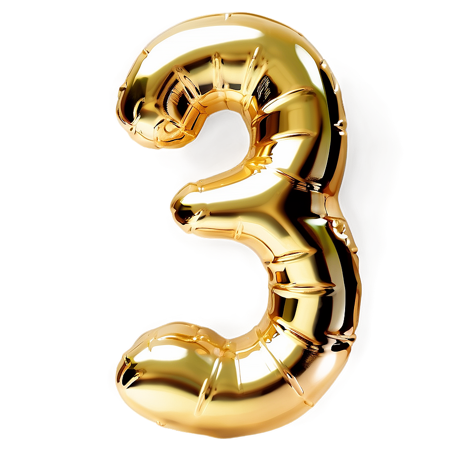 Shiny Number 3 Gold Png 05252024 PNG