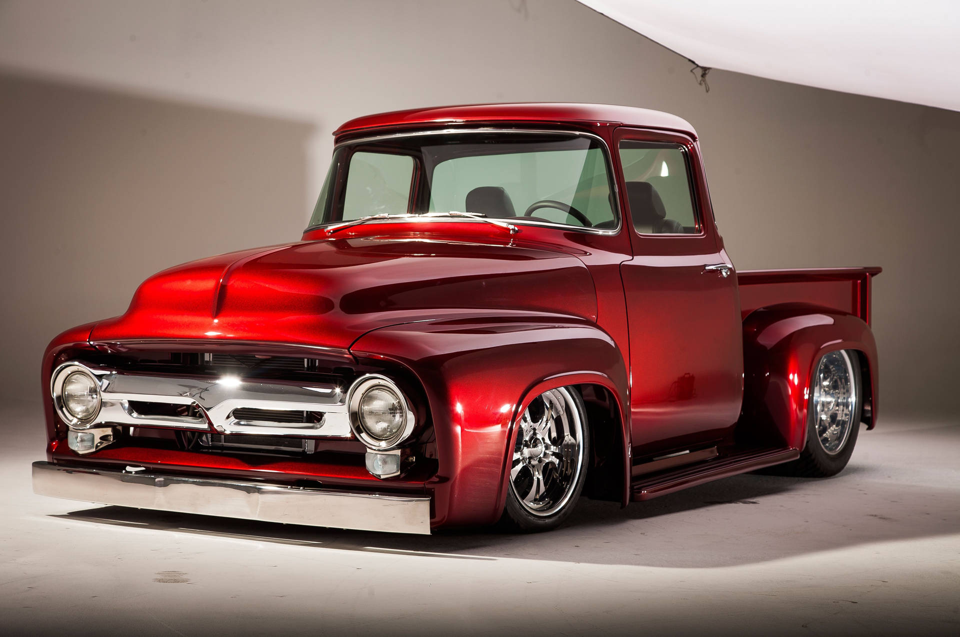 Shiny Red Old Ford Truck Wallpaper