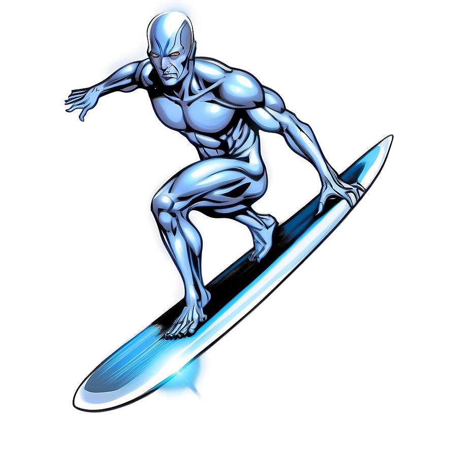 Shiny Silver Surfer Illustration Png 06202024 PNG